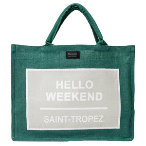 Borsa Mare in Puro Juta Tinta Unita - Hello Borsa Mare Marinette Saint-Tropez Verde Chiaro 