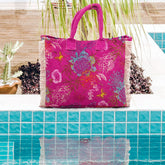 Borsa Mare e Trousse in Puro Cotone Fantasia Stampata - Peonia Borsa Mare Marinette Saint-Tropez 