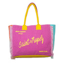 Borsa Mare o Trousse in Puro Cotone Fantasia Stampata - Icone Borsa Mare Marinette Saint-Tropez Borsa Mare Grande Giallo/Fucsia 