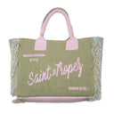 Borsa Mare o Trousse in Puro Cotone Fantasia Stampata - Icone Borsa Mare Marinette Saint-Tropez Borsa Mare Verde/Rosa 