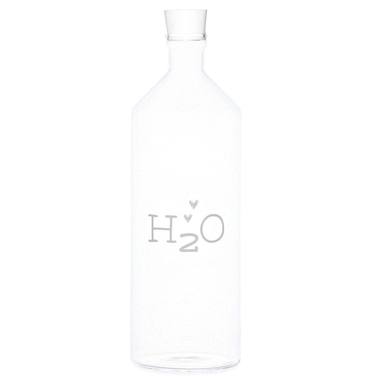 Bottiglia in Vetro Borosilicato Serigrafata - H2o Bottiglia Simple Day Bianco 