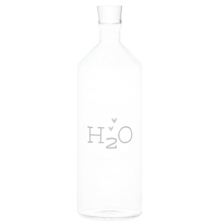 Bottiglia in Vetro Borosilicato Serigrafata - H2o Bottiglia Simple Day Bianco 