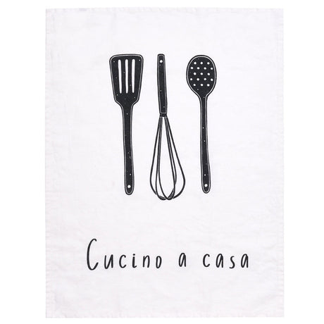 Canovaccio in Lino Stonewashed Stampa - Cucino a Casa canovaccio Simple Day 