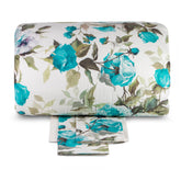 Completo Copripiumino in Puro Cotone Fantasia Floreale Adele Blumarine Matrimoniale Turchese 