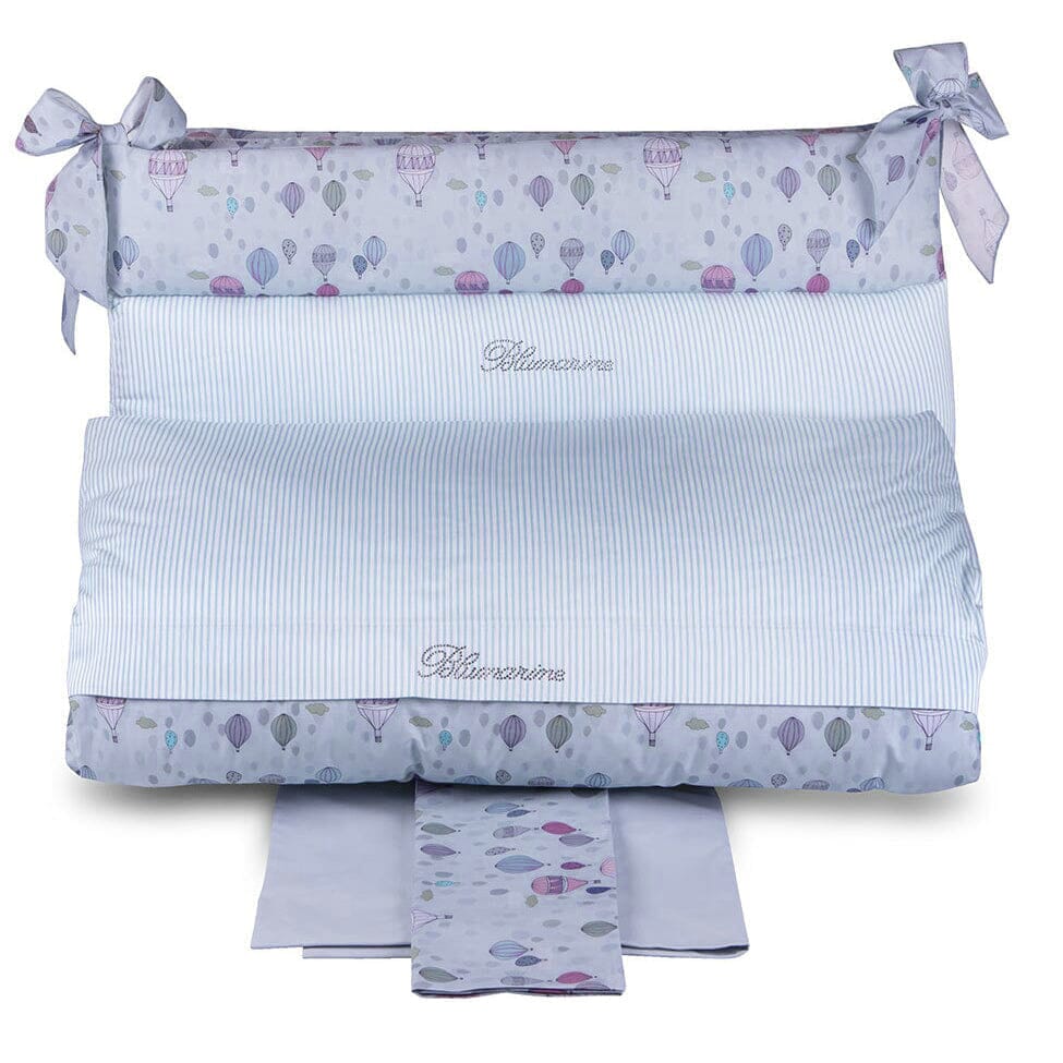 Completo Copripiumino in Percalle di Cotone per Lettino - Mongolfiera Set Copripiumino Blumarine Baby Lettino Blu 