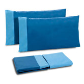 Completo Copripiumino in Puro Cotone Tinta Unita Doubleface - Judo Copripiumino Cotton Joy by Dea Singolo Blu 