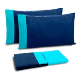 Completo Copripiumino in Puro Cotone Tinta Unita Doubleface - Judo Copripiumino Cotton Joy by Dea Singolo Blu Navy 