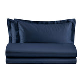 Completo Copripiumino in Raso 100% Cotone - Atene Copripiumino Lisola Matrimoniale Navy 