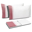 Completo Copripiumino in Raso di Cotone con Balza a Contrasto - Williamsburg Copripiumino Dea Matrimoniale Bianco/Rosa 