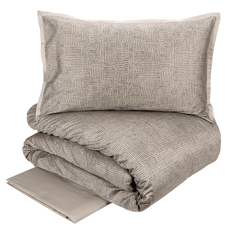 Completo Copripiumino in Raso di Cotone Stampato - Pirellone Copripiumino Fazzini Atelier Matrimoniale Torrone 