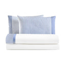 Completo Lenzuola Bordo Rigato Tinto in Filo - Tif Lenzuola Lisola Singolo Larga Blu