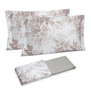 Completo Lenzuola Copriletto in Raso di Puro Cotone Fantasia Floreale - Glicine Lenzuola Dea Matrimoniale Tortora Chiaro 