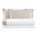 Completo Lenzuola in Cotone StoneWash con Balza in lino - Sierra Lenzuola Lisola Matrimoniale Bianco 