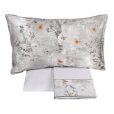 Completo Lenzuola in Flanella di Cotone Fantasia Floreale - Pigmenti Lenzuola Flanella Fazzini Matrimoniale Grigio 