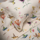 Completo Lenzuola in Misto Lino Fantasia Floreale - Colibrì 