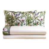 Completo Lenzuola in Raso di Cotone e Percalle di Cotone con Stampa Fauna - Capoverde Lenzuola Biancoperla 