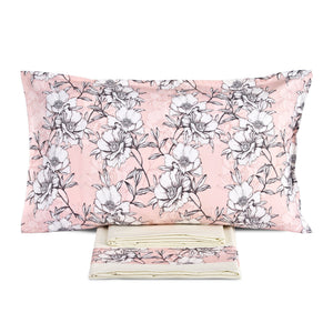 Completo Lenzuola in Puro Cotone con Balza in Raso - Heaven Lenzuola Lisola Matrimoniale Rosa 