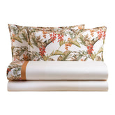 Completo Lenzuola in Percalle di Cotone e Raso con Stampa Tropicale - Togo Lenzuola Biancoperla 