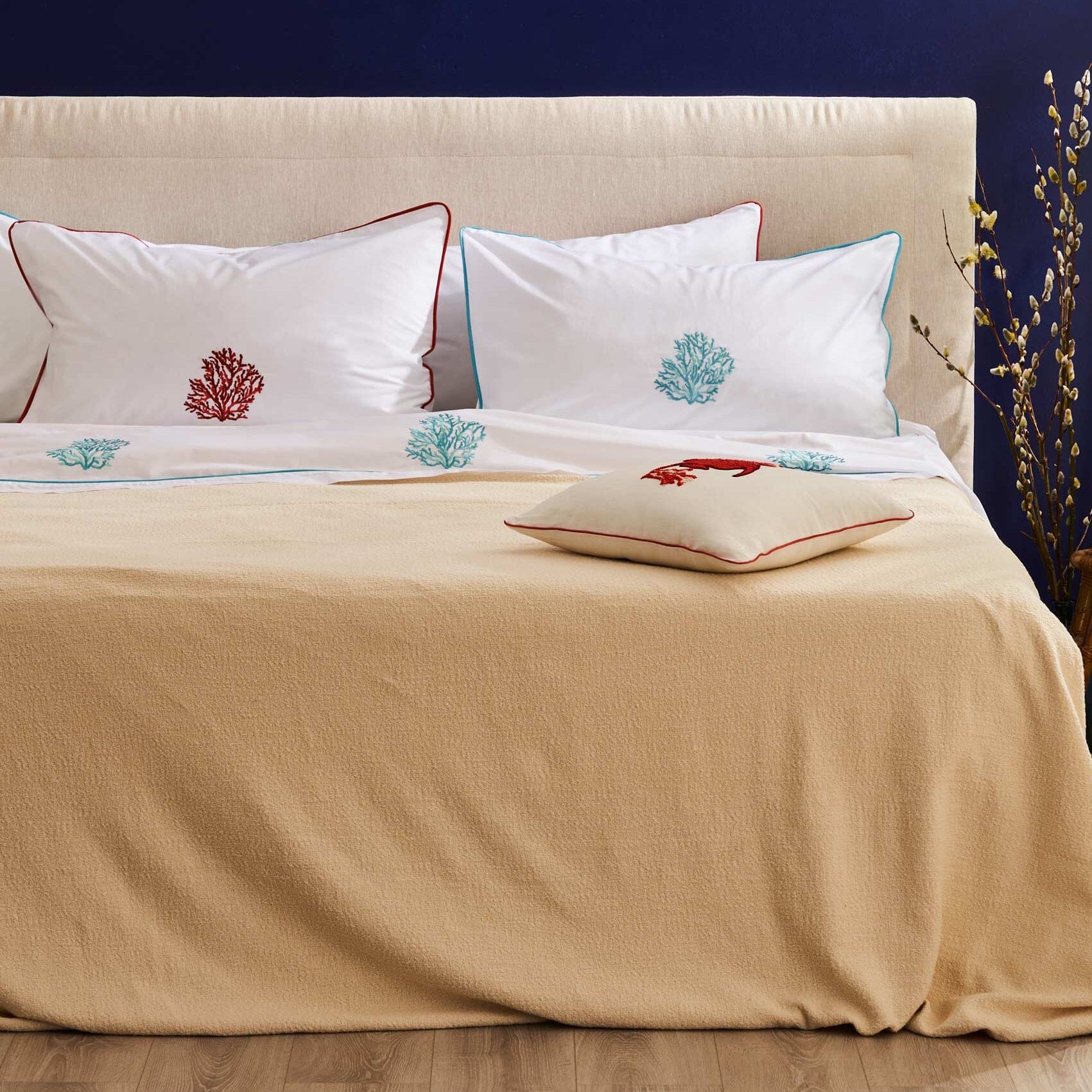 Completo Lenzuola in Percalle di Cotone con Piping - Aka Lenzuola Biancoperla 