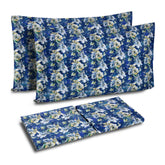 Completo Lenzuola in Percalle di Cotone Fantasia Floreale - Garden Lenzuola Dea Matrimoniale Blu 
