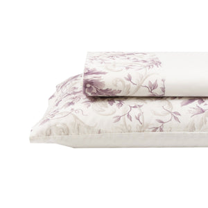 Completo Lenzuola in Cotone con Balza Stampata Floreale - Kelly Lenzuola Creole Home Singolo Rosa 