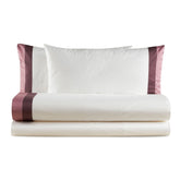 Completo Lenzuola In puro Cotone con doppia balza in raso - Platino Lenzuola Lisola Matrimoniale Rosa 