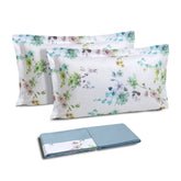 Completo Lenzuola in Puro Cotone Fantasia Floreale - Acquarello Lenzuola Dea Matrimoniale Acqua Marina 