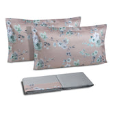 Completo Lenzuola in Puro Cotone Fantasia Floreale - Acquarello Lenzuola Dea Matrimoniale Grigio 