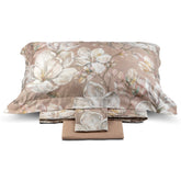 Completo Lenzuola in Raso di Cotone Fantasia Floreale - Debora Lenzuola Blumarine Matrimoniale Cera 