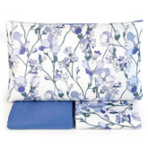 Completo Lenzuola in Raso di Cotone Fantasia Floreale - Perla Lenzuola Lisola Matrimoniale Azzurro 