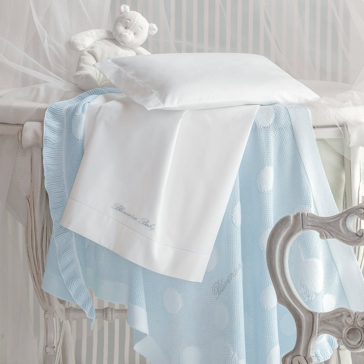 Completo Lenzuoline in Percalle di Cotone per Culla Confetto - Blumarine Baby 