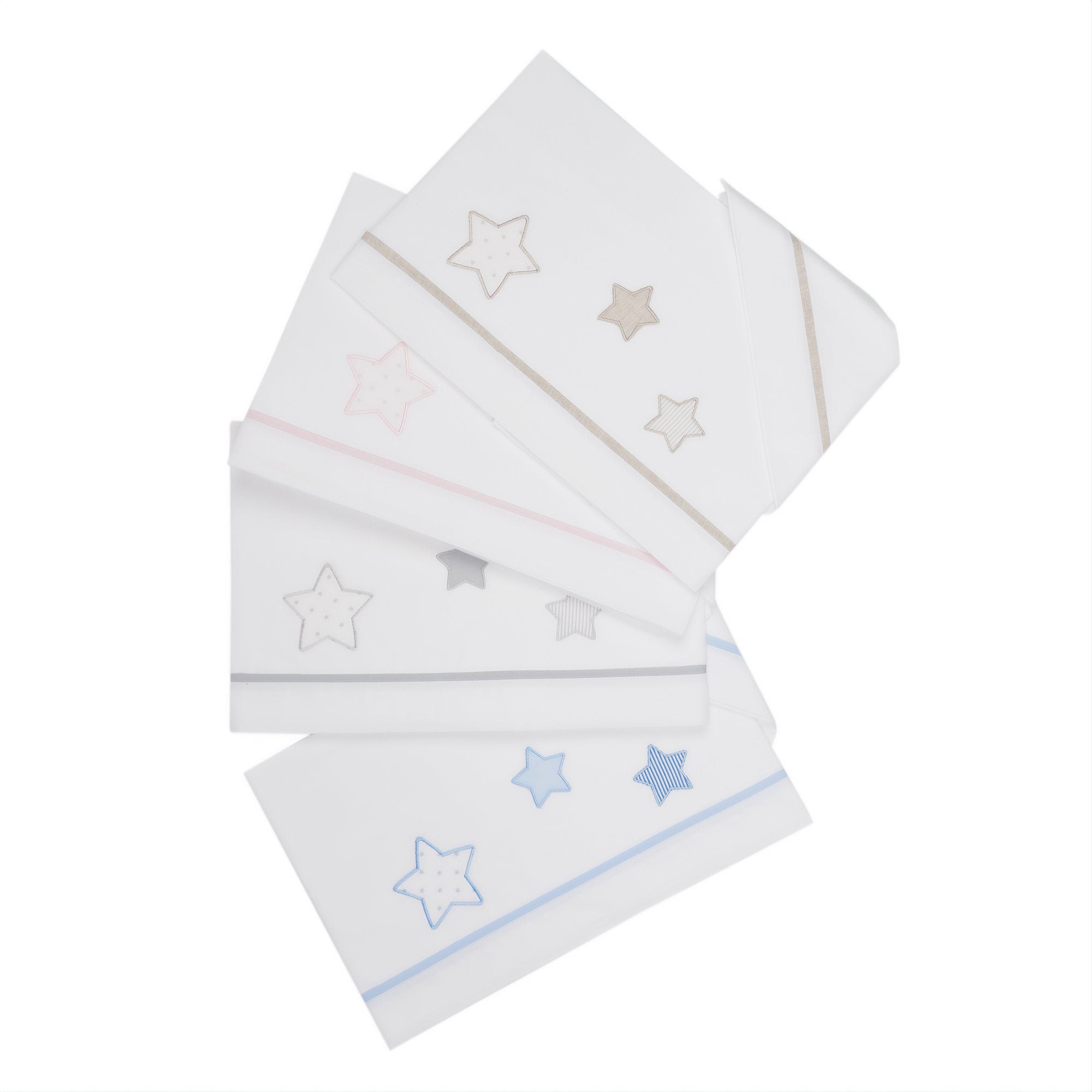 Completo Lenzuolino per Lettino in Puro Cotone Ricamato - Petit Etoile Completo Lenzuolino Lisola Baby 