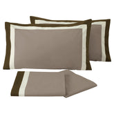 Completo Lenzuolo in Percalle di Puro Cotone balza bicolor - Ever Lenzuola NK Matrimoniale Beige 