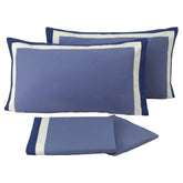 Completo Lenzuolo in Percalle di Puro Cotone balza bicolor - Ever Lenzuola NK Matrimoniale Blu 