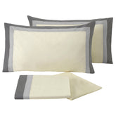 Completo Lenzuolo in Percalle di Puro Cotone balza bicolor - Ever Lenzuola NK Matrimoniale Crema/Grigio 