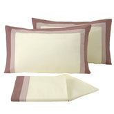 Completo Lenzuolo in Percalle di Puro Cotone balza bicolor - Ever Lenzuola NK Matrimoniale Crema/Rosa 