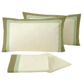 Completo Lenzuolo in Percalle di Puro Cotone balza bicolor - Ever Lenzuola NK Matrimoniale Crema/Verde 