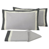 Completo Lenzuolo in Percalle di Puro Cotone balza bicolor - Ever Lenzuola NK Matrimoniale Grigio 