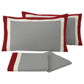 Completo Lenzuolo in Percalle di Puro Cotone balza bicolor - Ever Lenzuola NK Matrimoniale Grigio/Rosso 