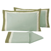Completo Lenzuolo in Percalle di Puro Cotone balza bicolor - Ever Lenzuola NK Matrimoniale Verde Acqua 