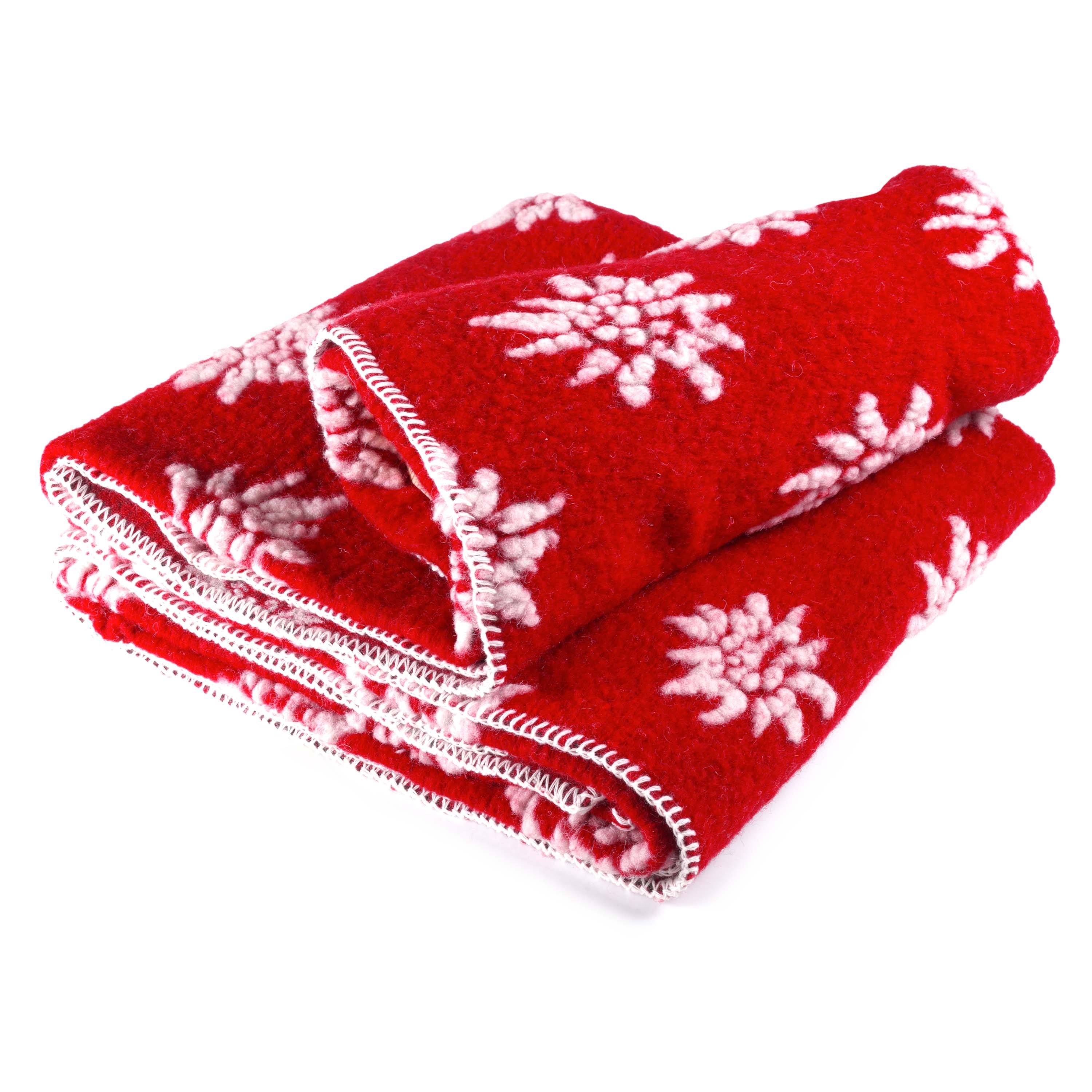 Coperta in Lana Cotta - Stella Alpina Coperta Lana Italia Singolo Rosso/Bianco 