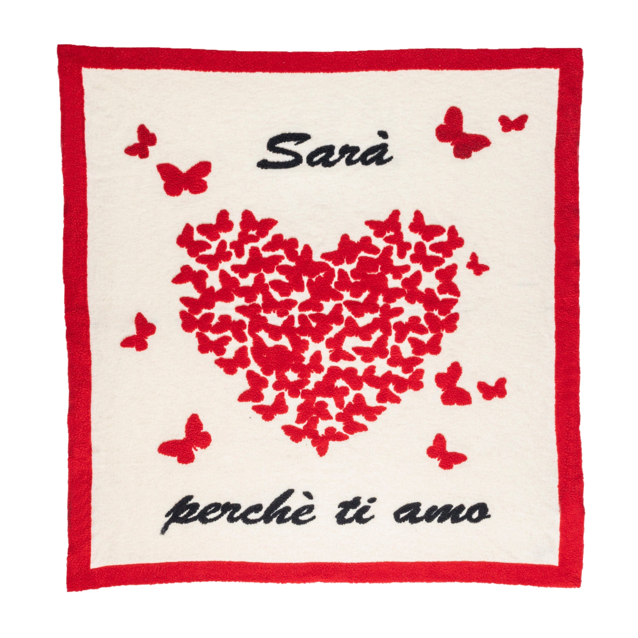 Coperta in Lana Cotta - Love in Butterfly Coperta i nastri di Mirta Singolo 