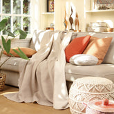 Plaid in Pile tinta unita Bicolore con orlo smerlato - Sofia Plaid Biederlack Beige/Ecru 