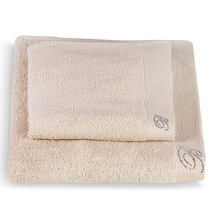 Coppia di Asciugamani in Puro Cotone Tinta Unita - Blumarine Coppia di spugna Blumarine Beige 