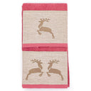 Coppia di Asciugamani in Spugna di Cotone con Balza in Lino - Renna Coppia di spugna Creole Home Lampone 