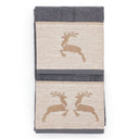 Coppia di Asciugamani in Spugna di Cotone con Balza in Lino - Renna Coppia di spugna Creole Home Piombo 