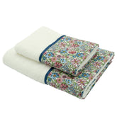 Coppia di Spugna con Balza Floreale Stampata - Campo Dei Fiori Coppia di spugna Creole Home Panna/Blu 