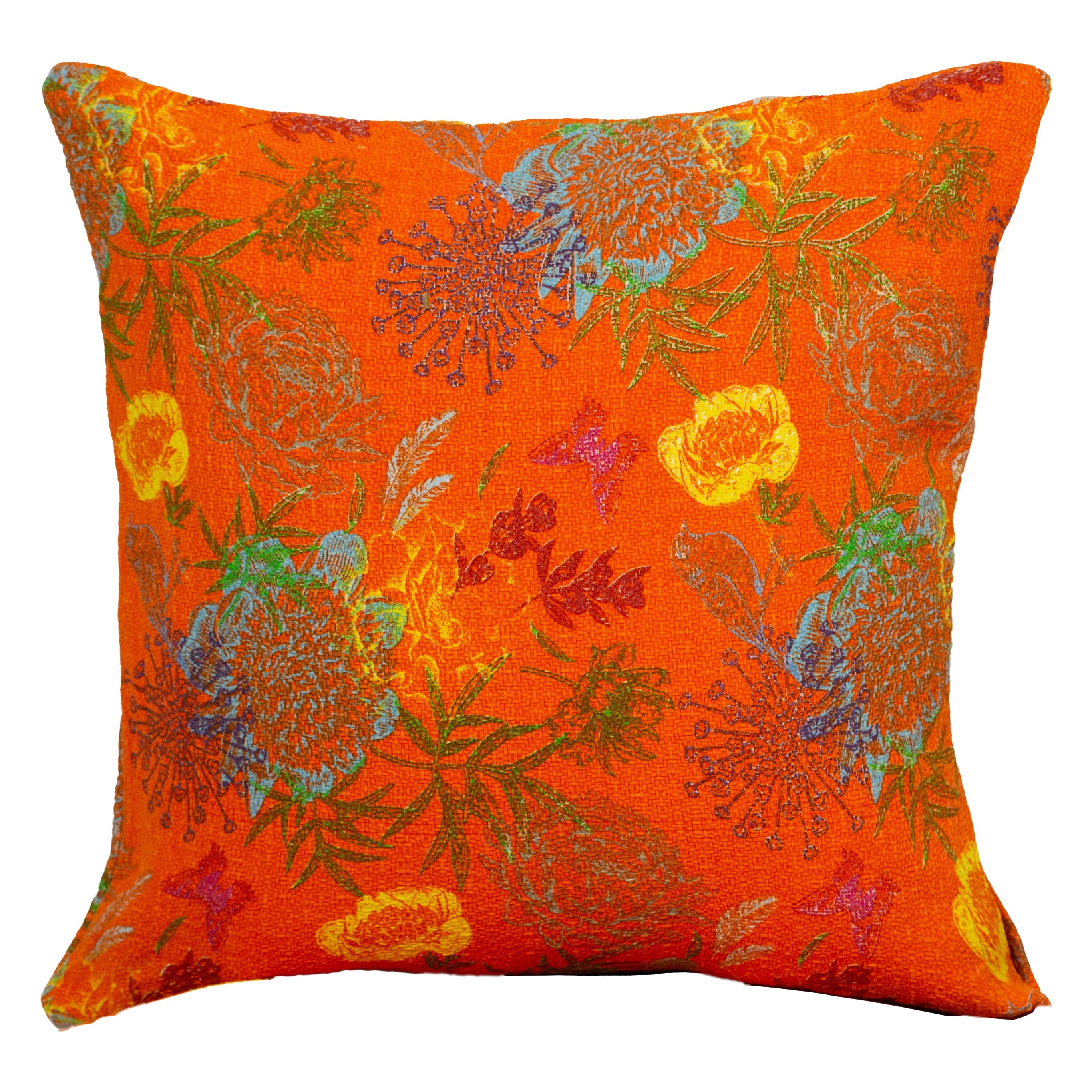 Copricuscino in Puro Cotone Fantasia Floreale - Peonia Cuscini Arredo Marinette Saint-Tropez Arancione 