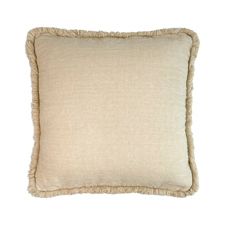 Cuscino Arredo in Lino con Frangia - Linen Cuscini Arredo Lisola Sabbia 