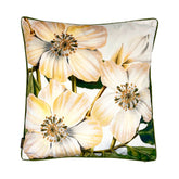 Cuscino Arredo in Velluto Stampato Fantasia Floreale - White Blossom 